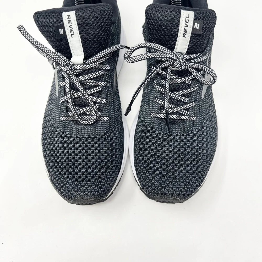 Brooks Revel 2 Womens Running Shoes Size 9.5 Black White Grey Knit 1202811B012